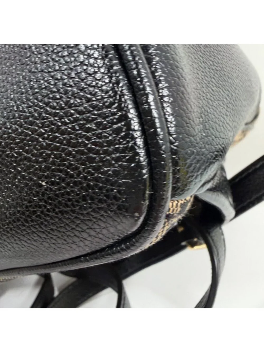 MICHAEL KORS Women's Abbey MK Signature Coated Canvas Backpack Beige Black Gold